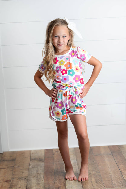 Girls Flower Spring Summer Short Set