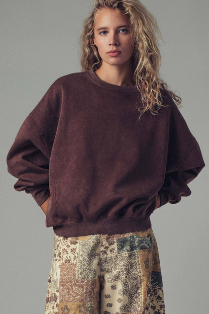 Crew Neck Comfort Washed  Spring Sweatshirt