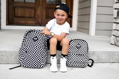 Full Size Black Checkered Backpack