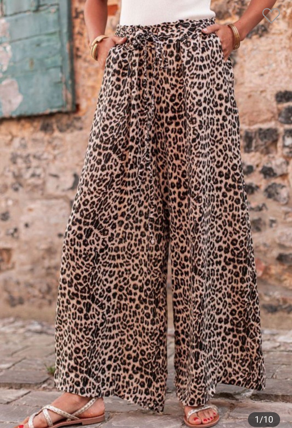 Leopard wide leg pants