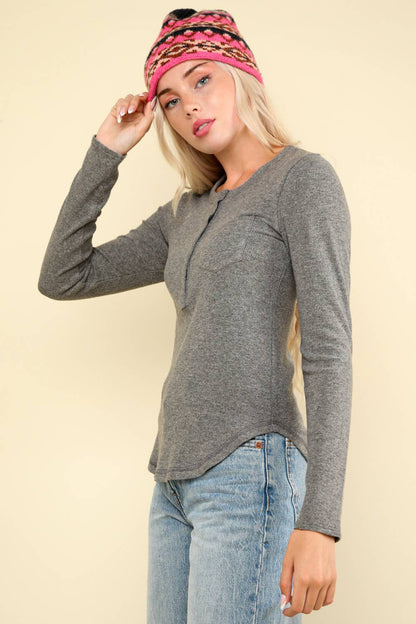 Soft brushed solid knit casual top