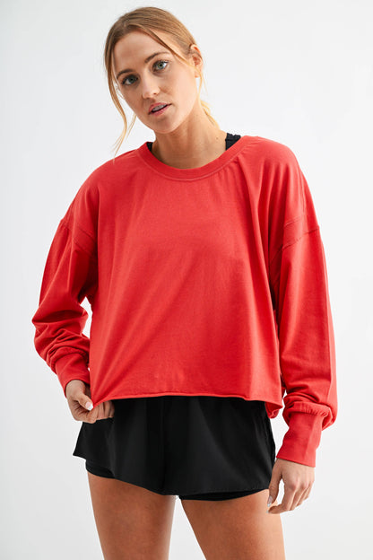 Crescent Pima Cotton Open Back Long Sleeve Tee