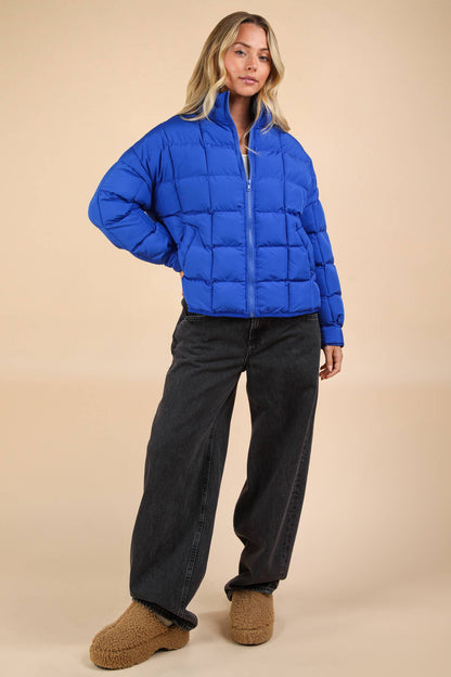 NJ90311-Solid Puffer Padded Warm Jacket