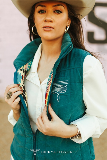 Teal Boot Stitch Vest