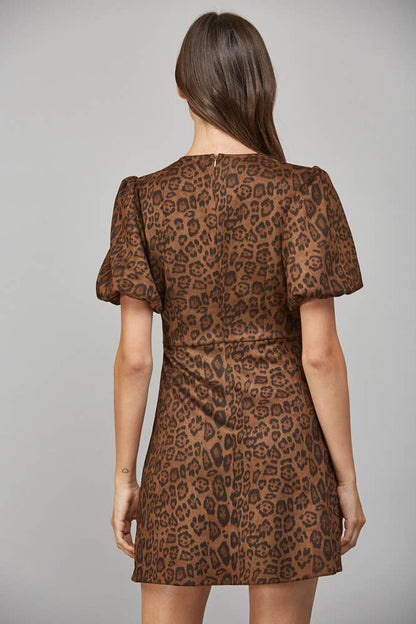Leopard Suede Bow Dress
