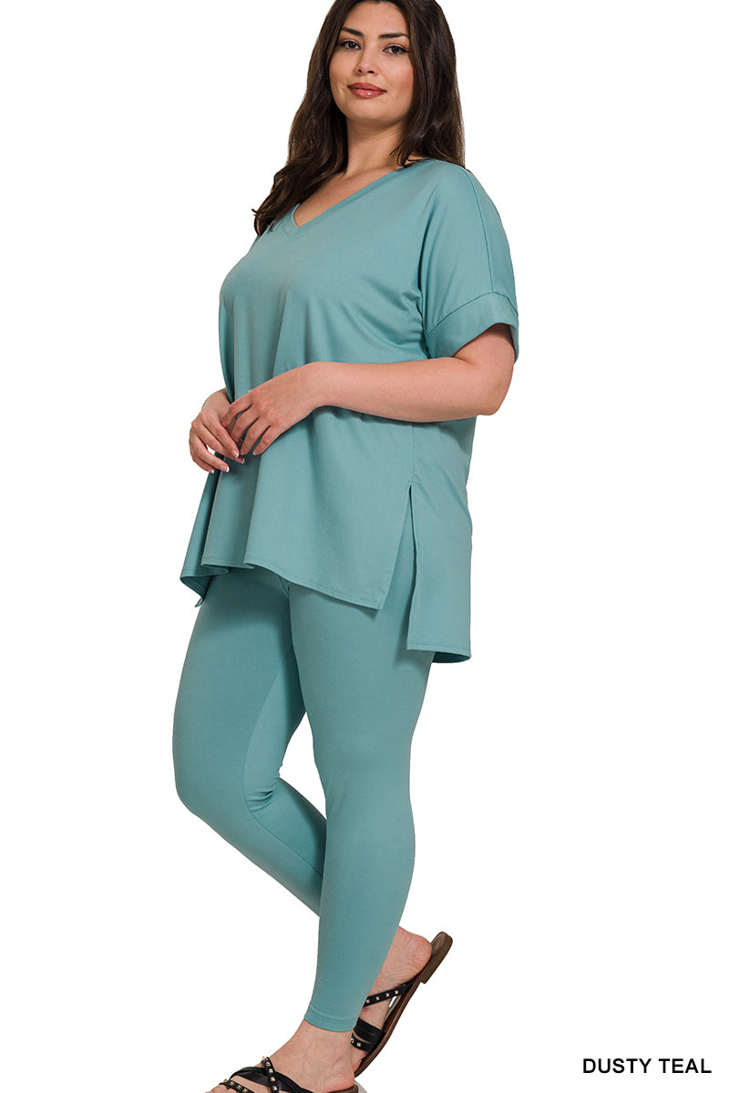 V-Neck Soft Lounge Set - Plus