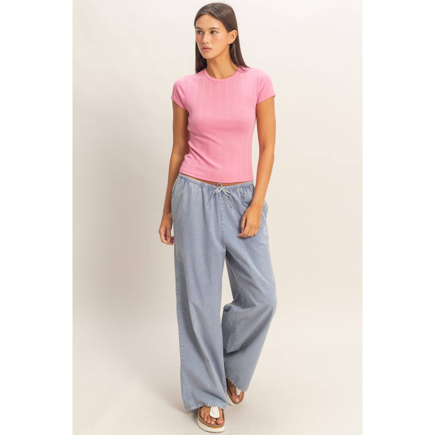 Pointelle Short Sleeve Top