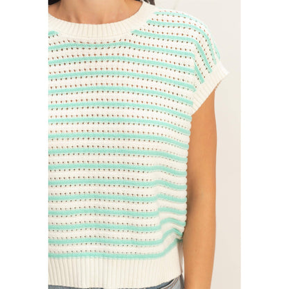 Striped Sleeveless Crew Neck Top