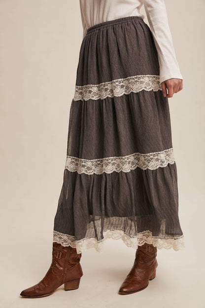 Tiered Lace Maxi Skirt