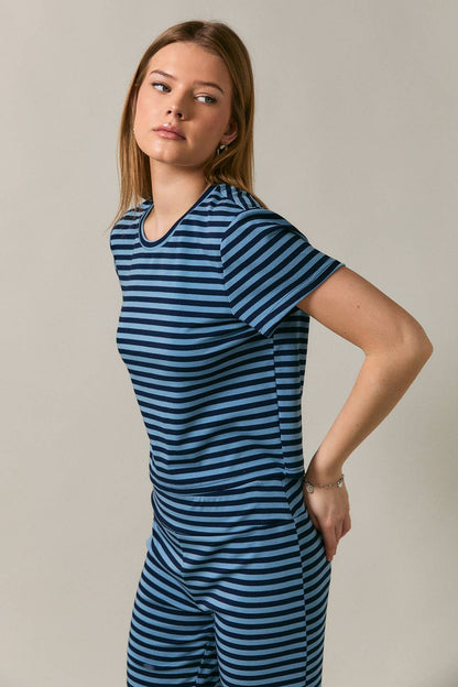 SHORT SLEEVE ROUND NECK STRIPED BABY TEE