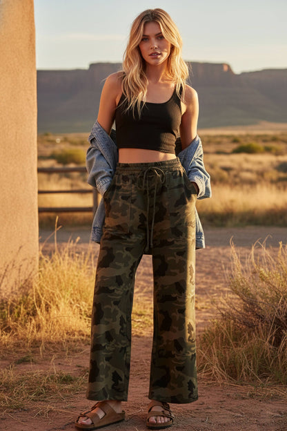 Camo Wide Leg Pants