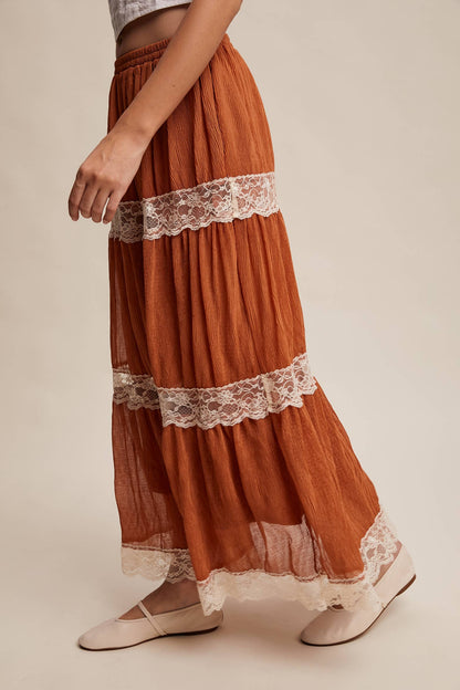 Tiered Lace Maxi Skirt