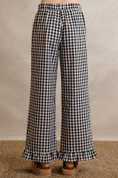 GINGHAM RUFFLED PANTS
