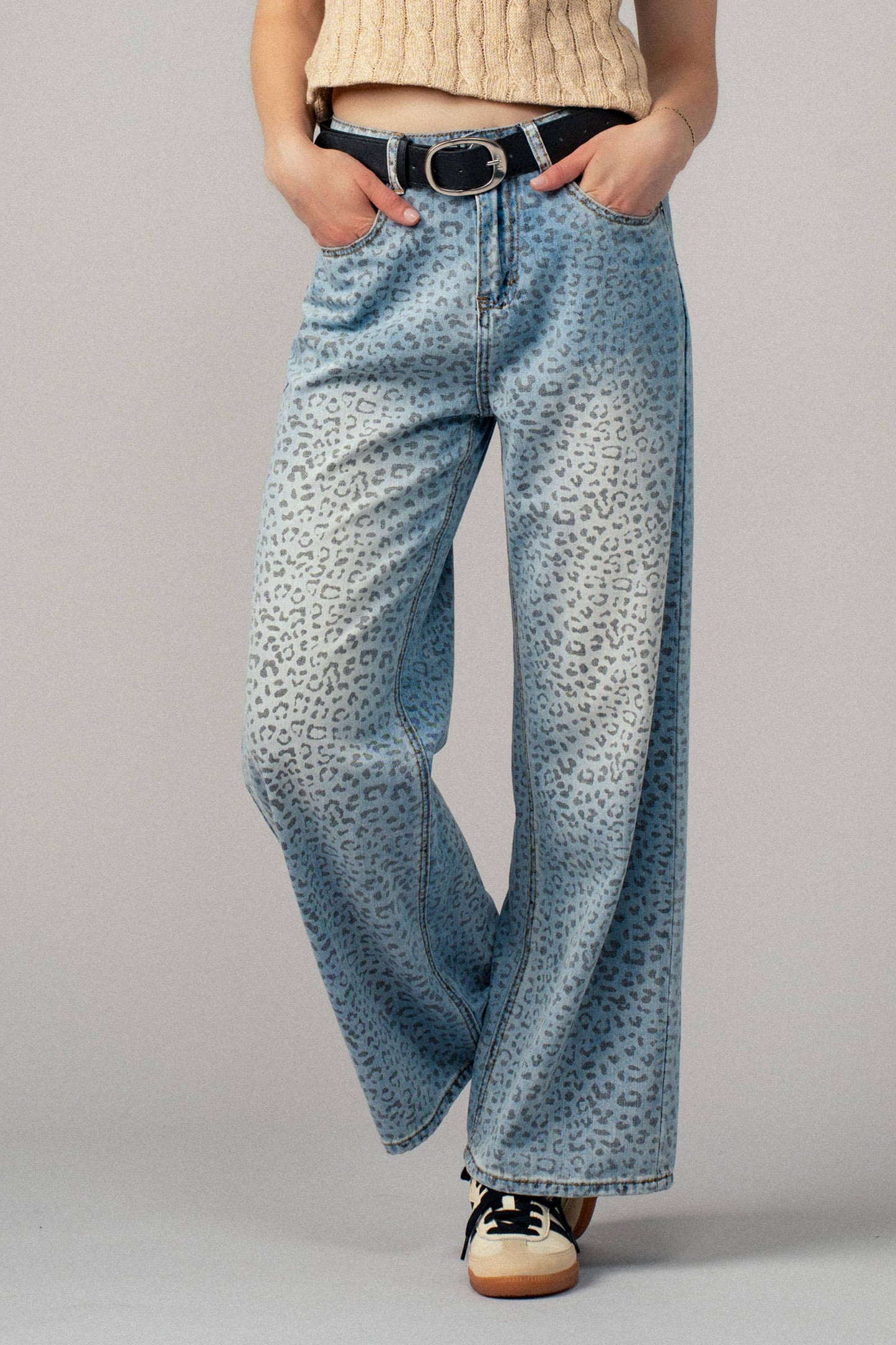 Leopard Wide-Leg Denim