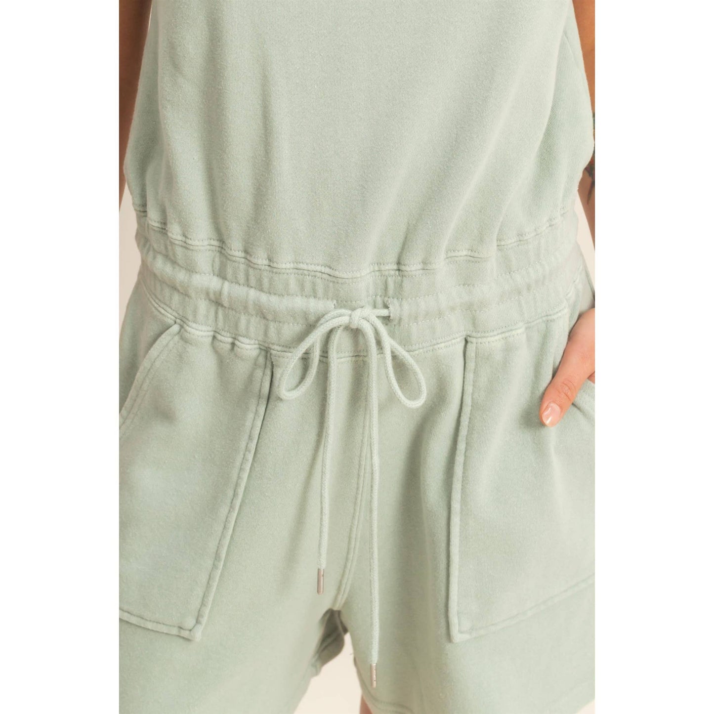 DZ25A773-Sleeveless Drawstring Waist Romper