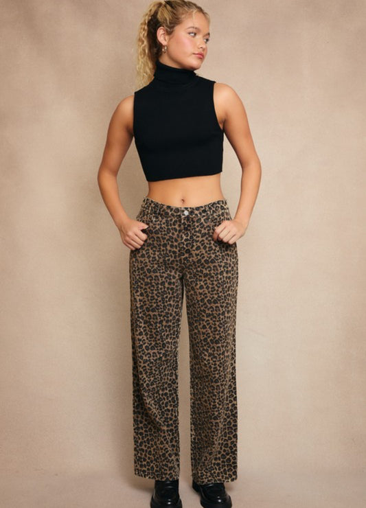 Leopard Mid Rise Jean