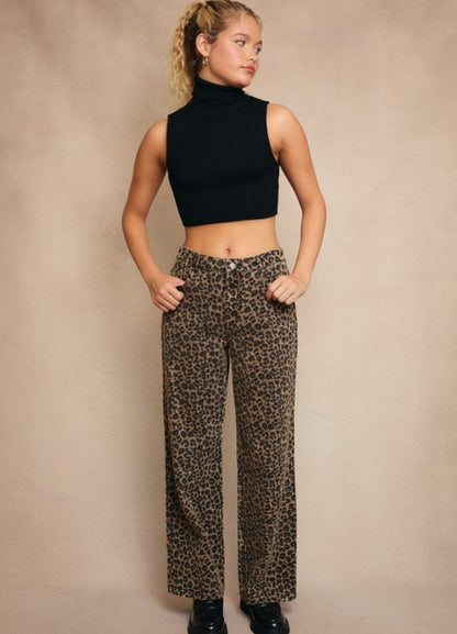 Leopard Mid Rise Jean