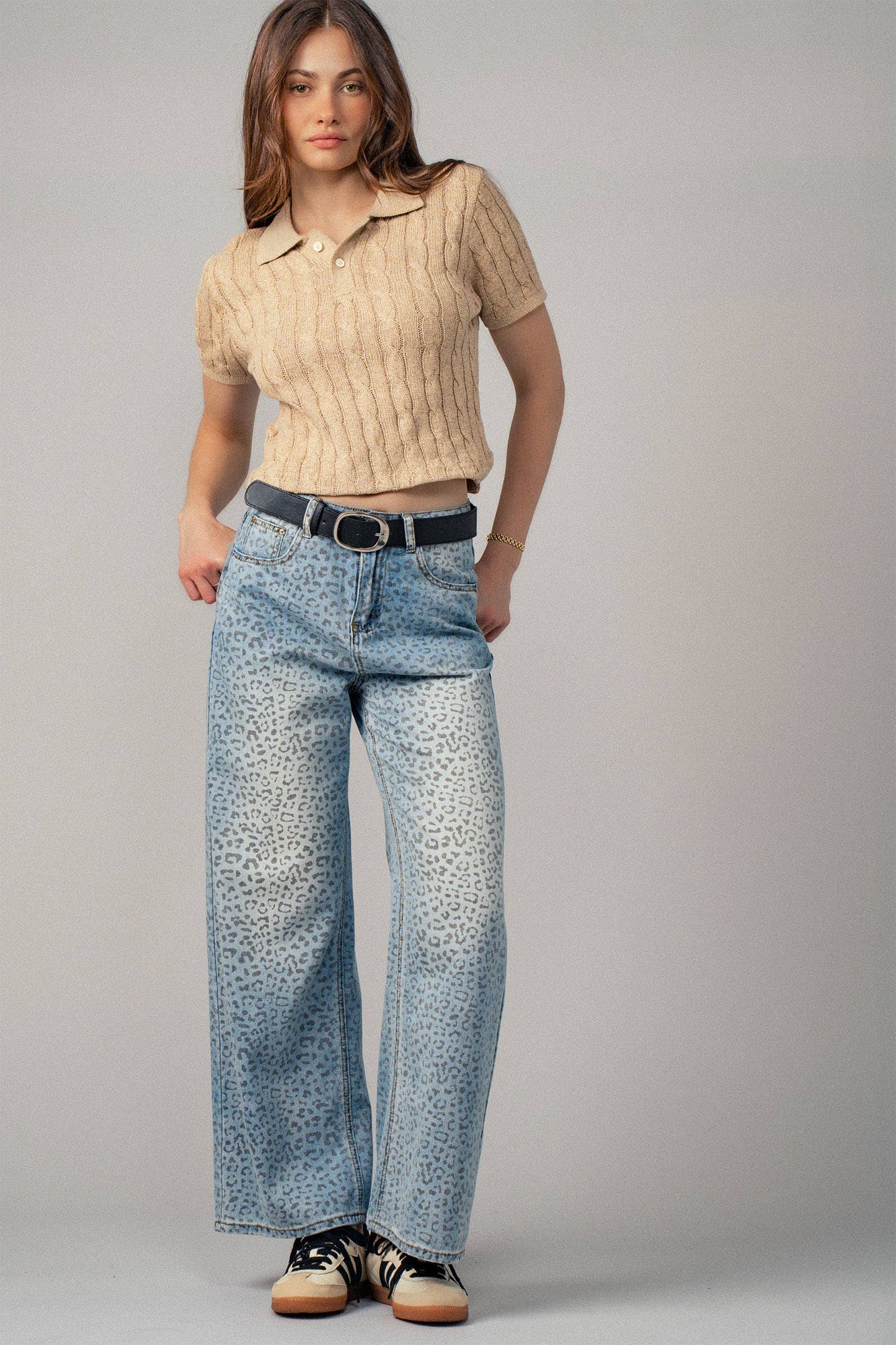 Leopard Wide-Leg Denim
