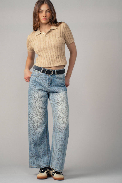 Leopard Wide-Leg Denim