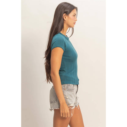 Pointelle Short Sleeve Top