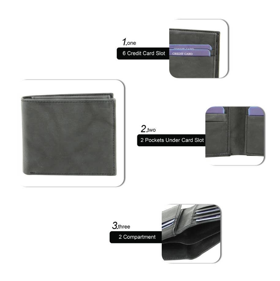Bi-Fold Leather Wallet with Top Flap 15714