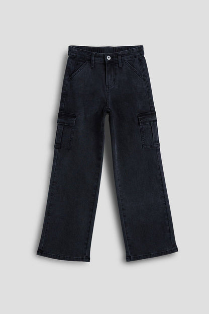 Girls Wide Leg Skater Cargo Jeans