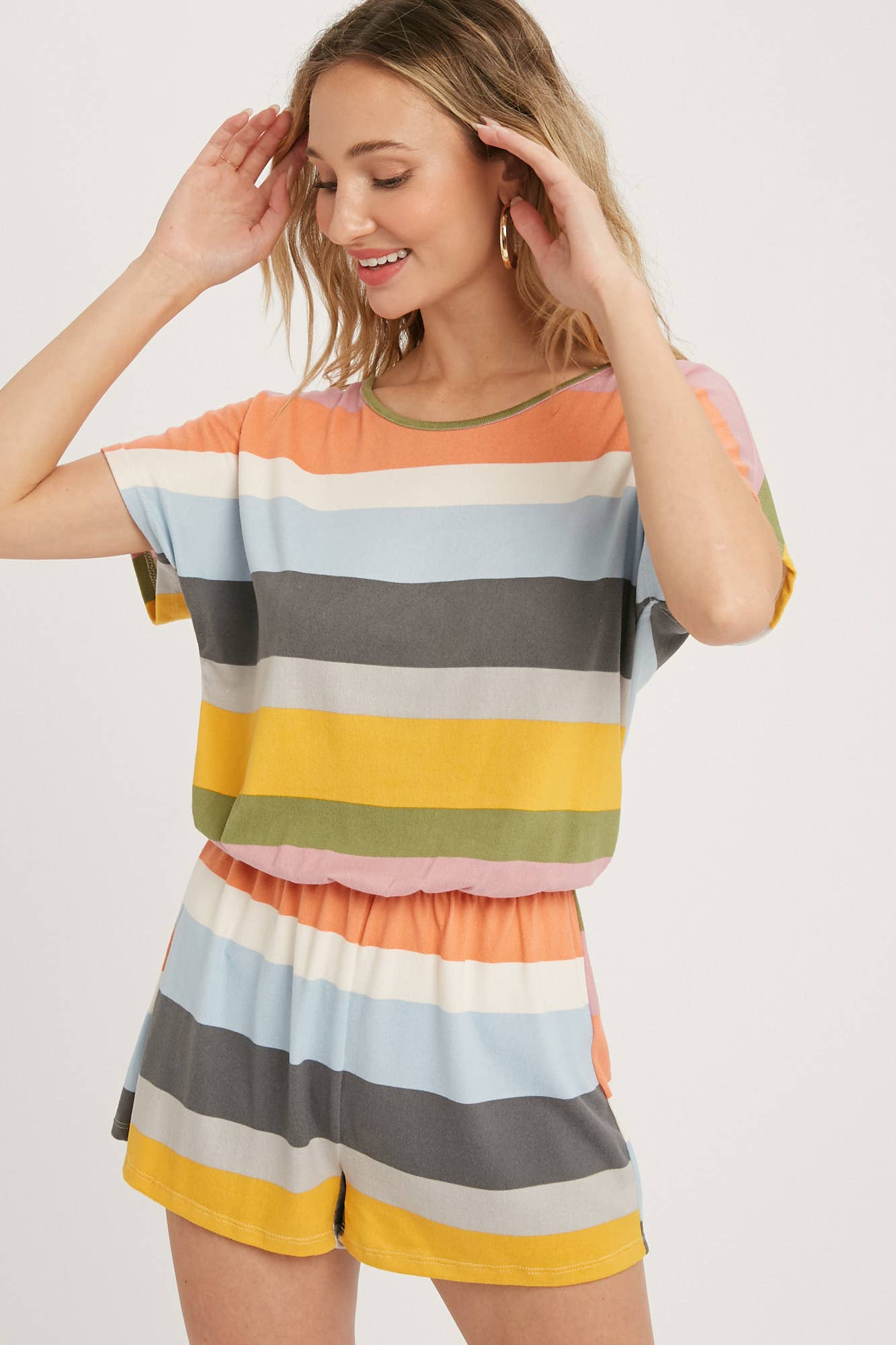 SOFT JERSEY MULTI COLOR STRIPE ROMPER