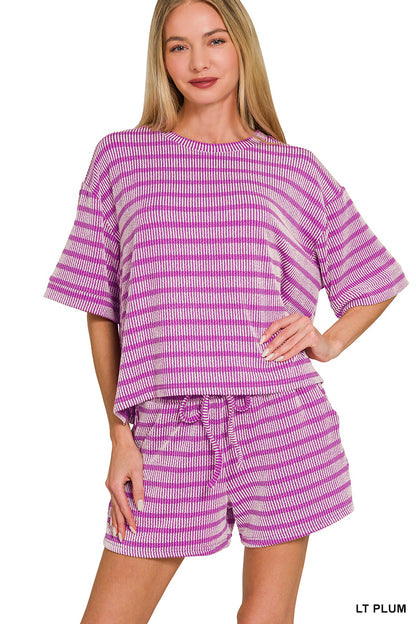 Ribbed Stripe Short Set