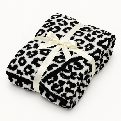 Luxe Leopard Throw Blanket - Black & White Leopard