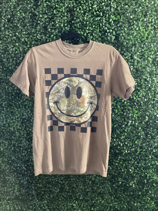 Checkered Camo Smiley Tee