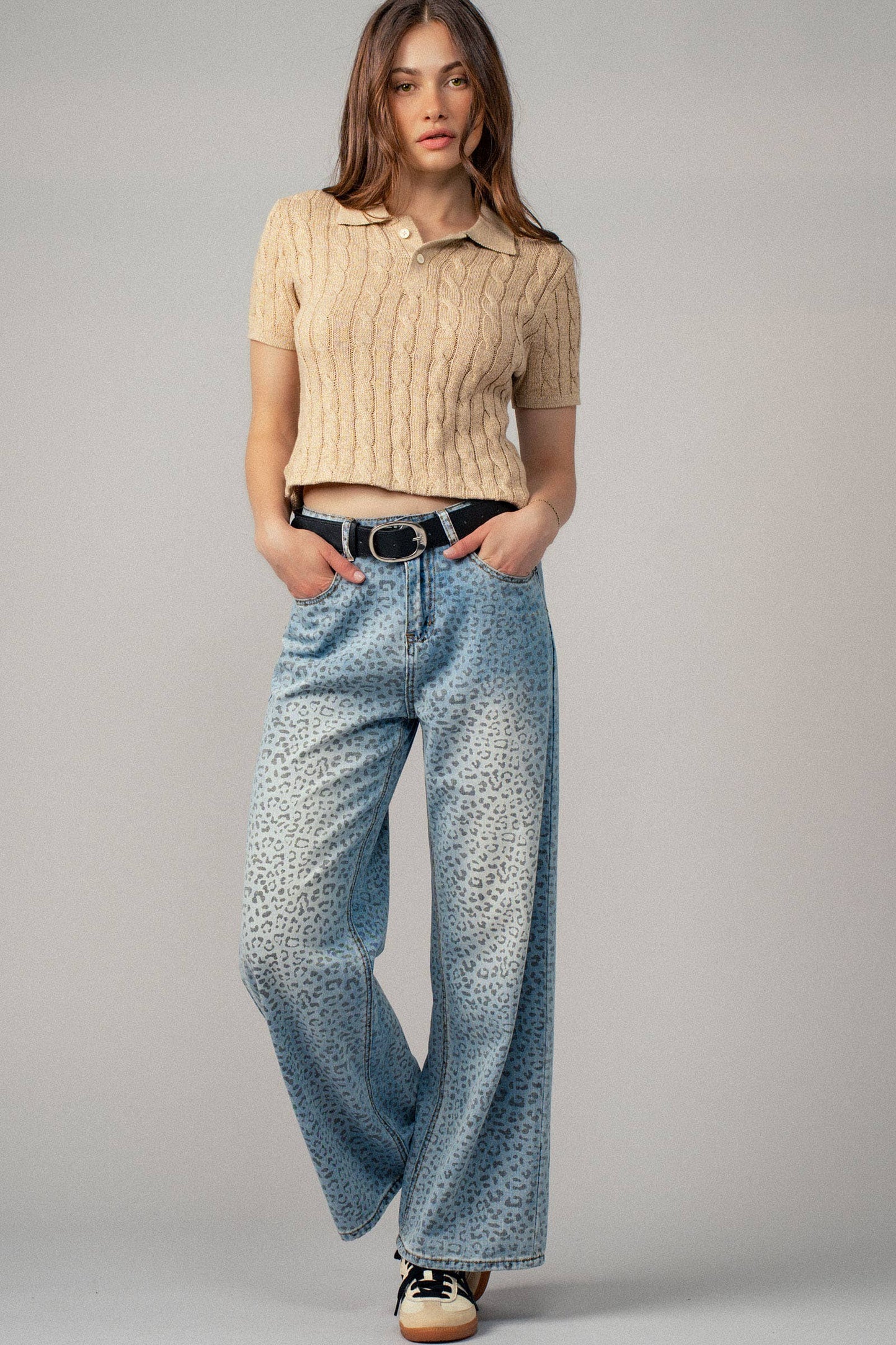Leopard Wide-Leg Denim