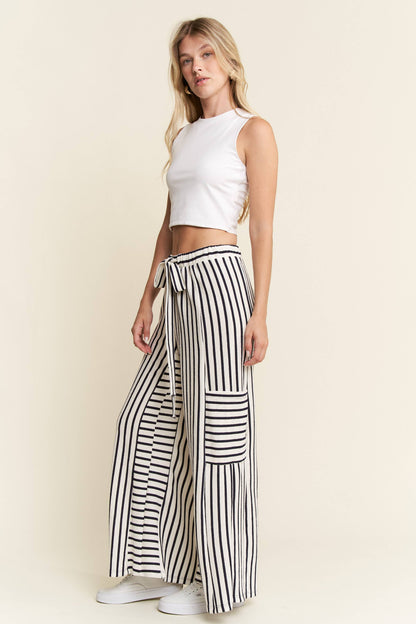 STRIPE WIDE LEG PANTS