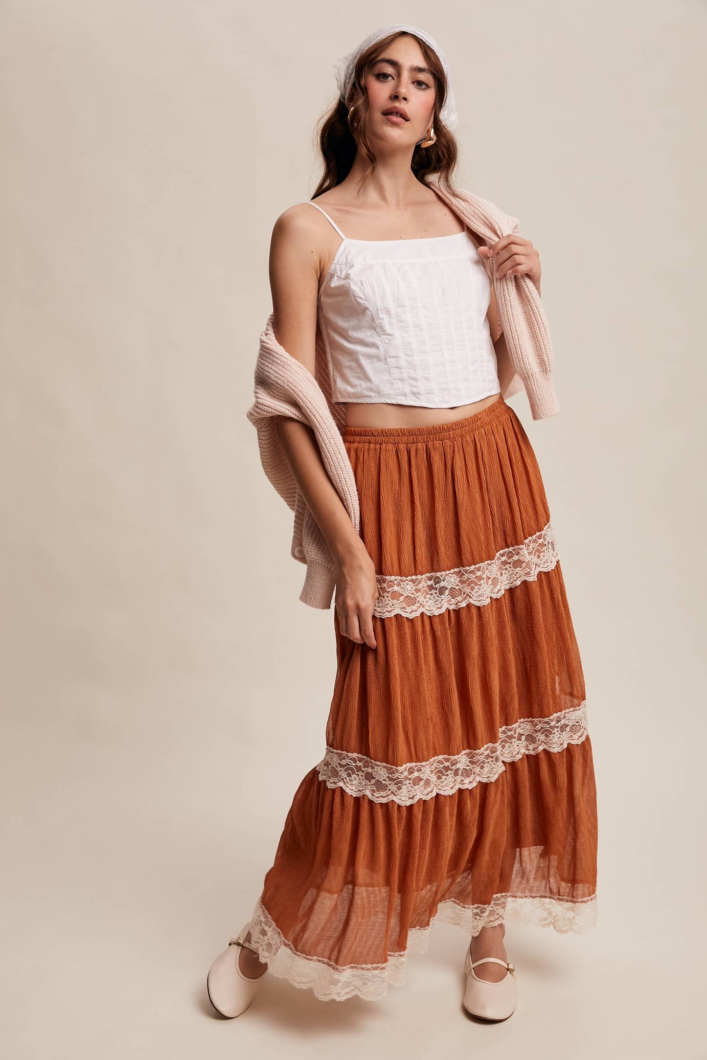 Tiered Lace Maxi Skirt