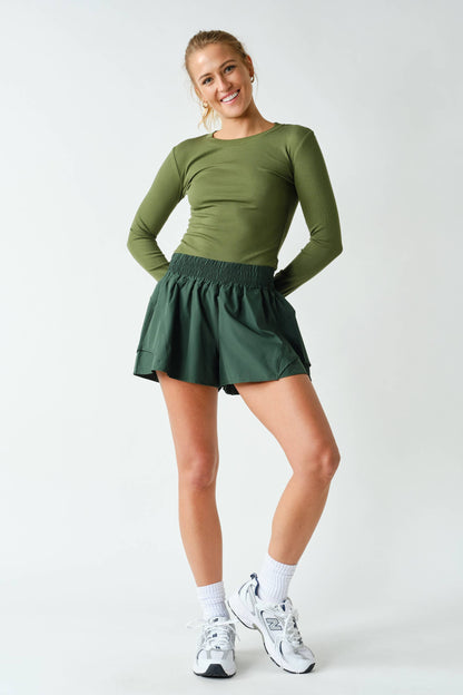 Essential Long-Sleeved Micro-Ribbed Athleisure Top