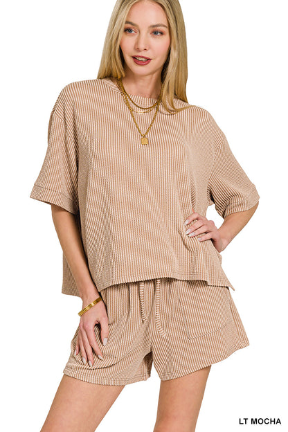 Zenana Ribbed Short Sets
