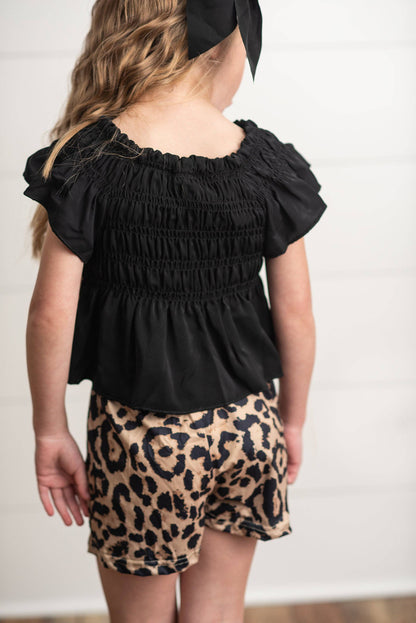 Girls Black & Leopard Set
