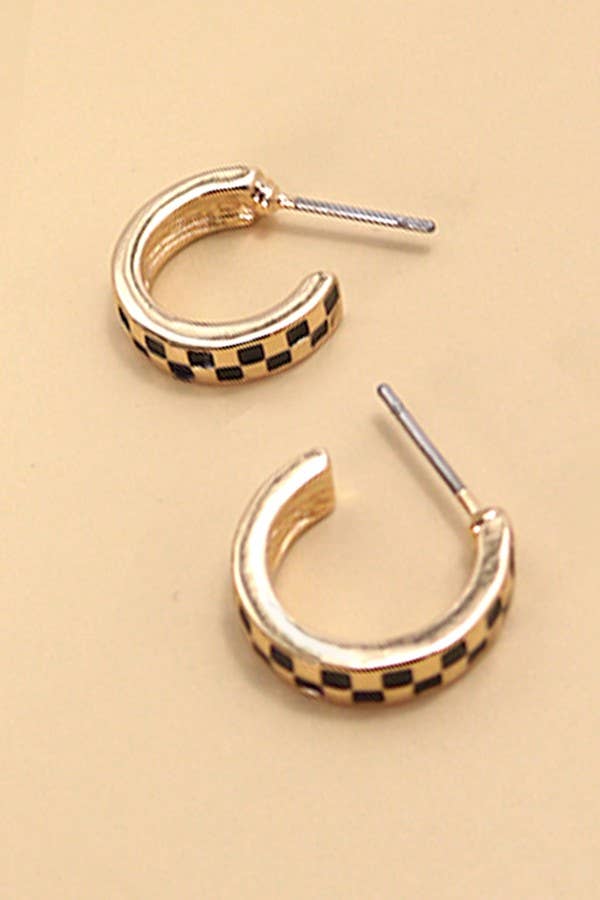 CHECKER HUGGIE EARRINGS