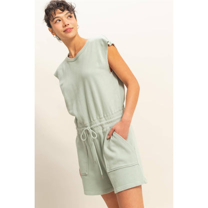 DZ25A773-Sleeveless Drawstring Waist Romper