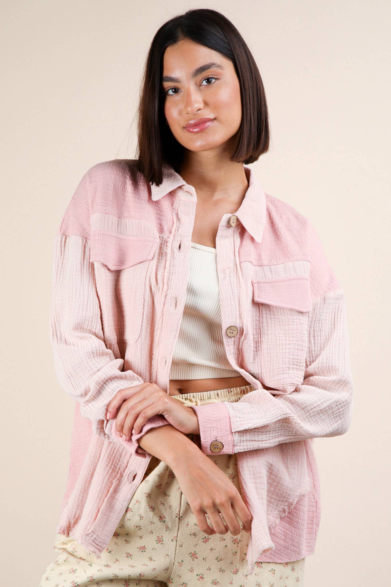 Blush Mineral Washed Oversized Shacket