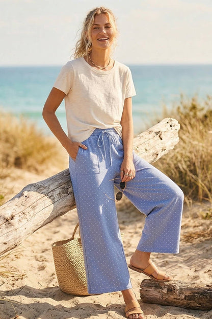 Relaxed Polka Dot Wide Leg Pants