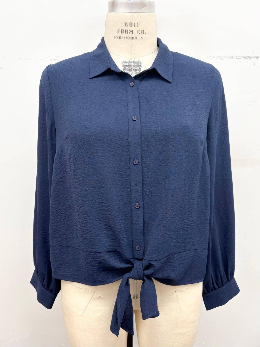 Plus Size Airflow Tie-Front Button Shirt