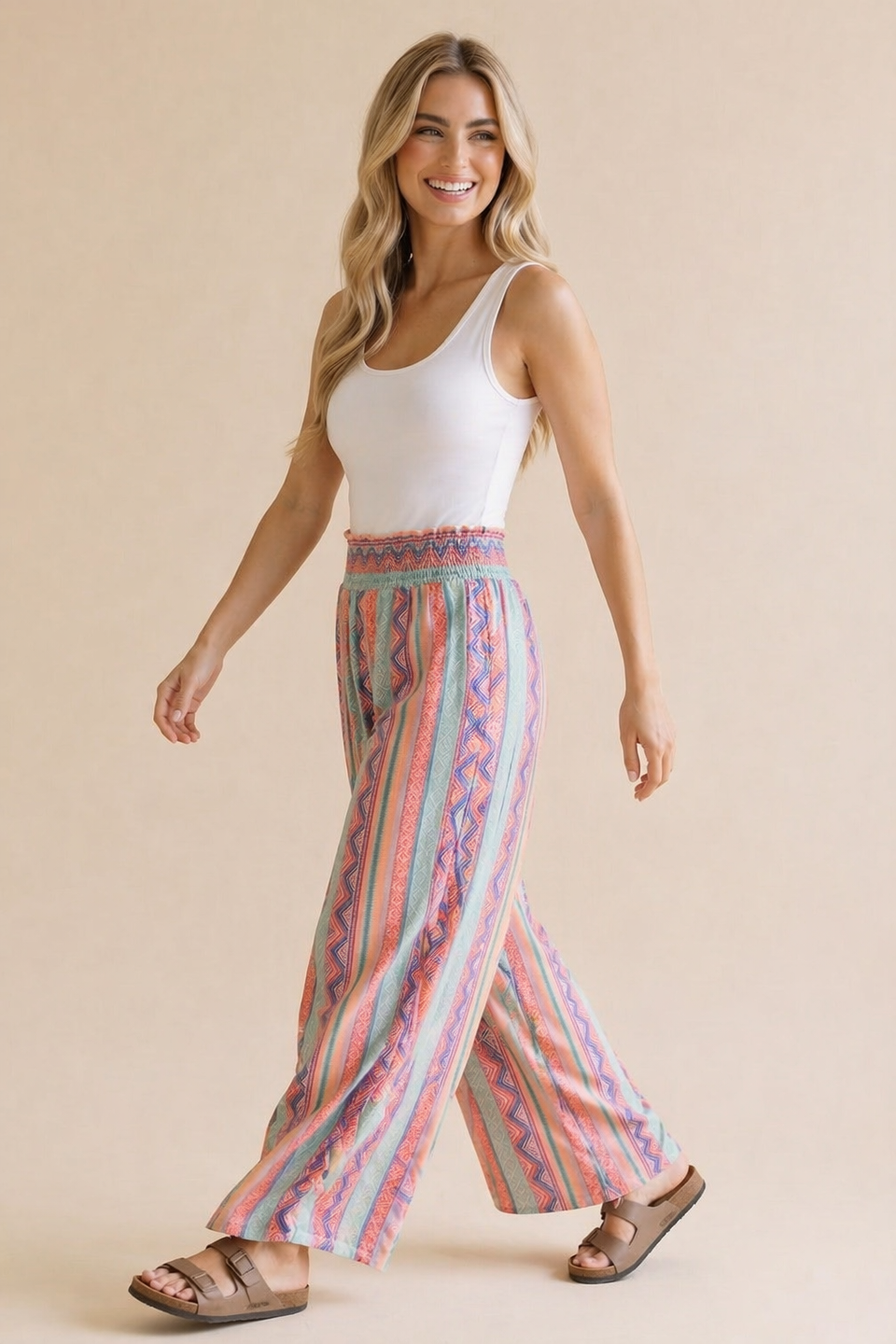 Plus Wide Leg Patchwork Pants