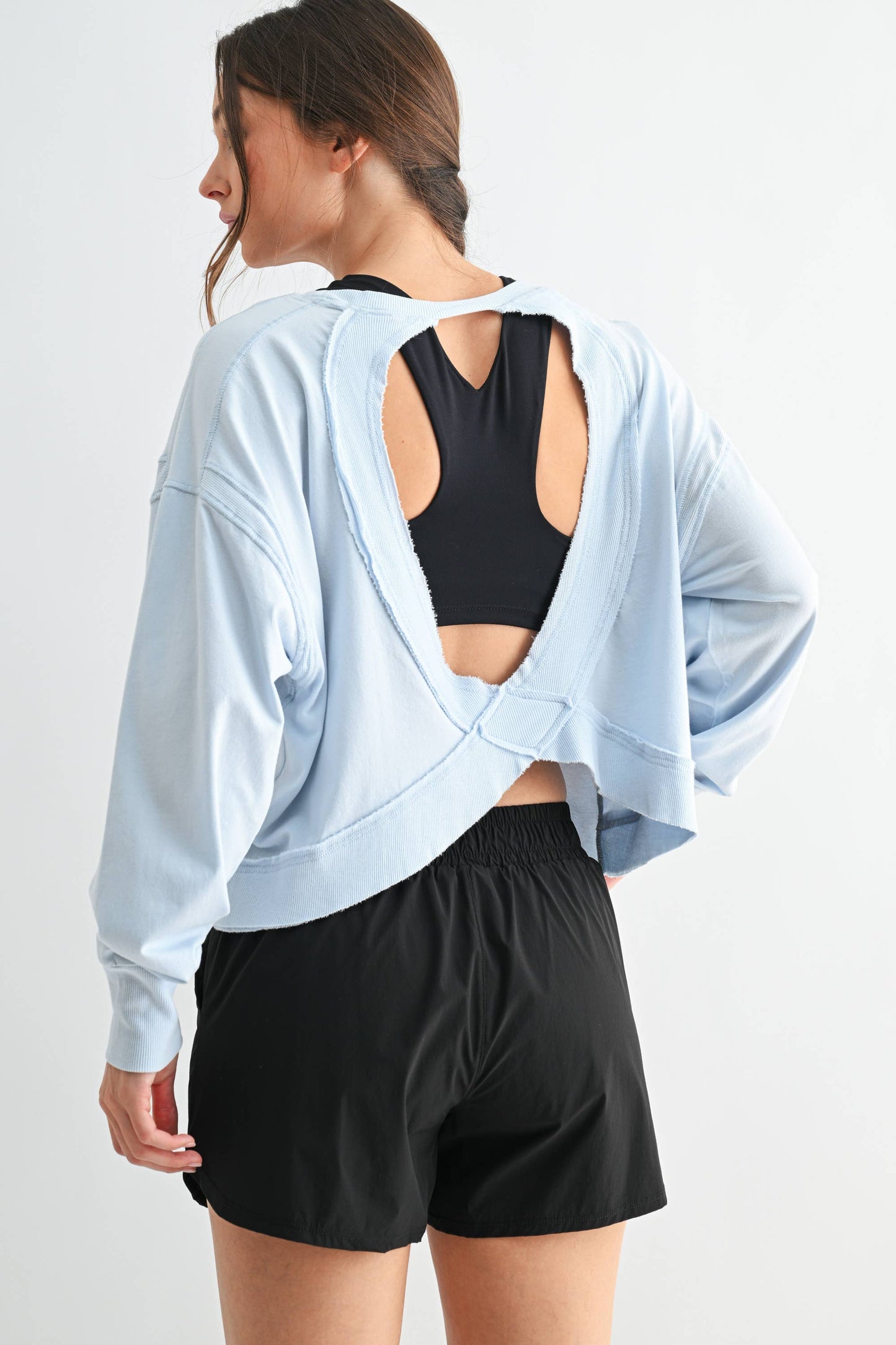 Crescent Pima Cotton Open Back Long Sleeve Tee