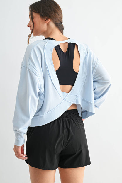 Crescent Pima Cotton Open Back Long Sleeve Tee