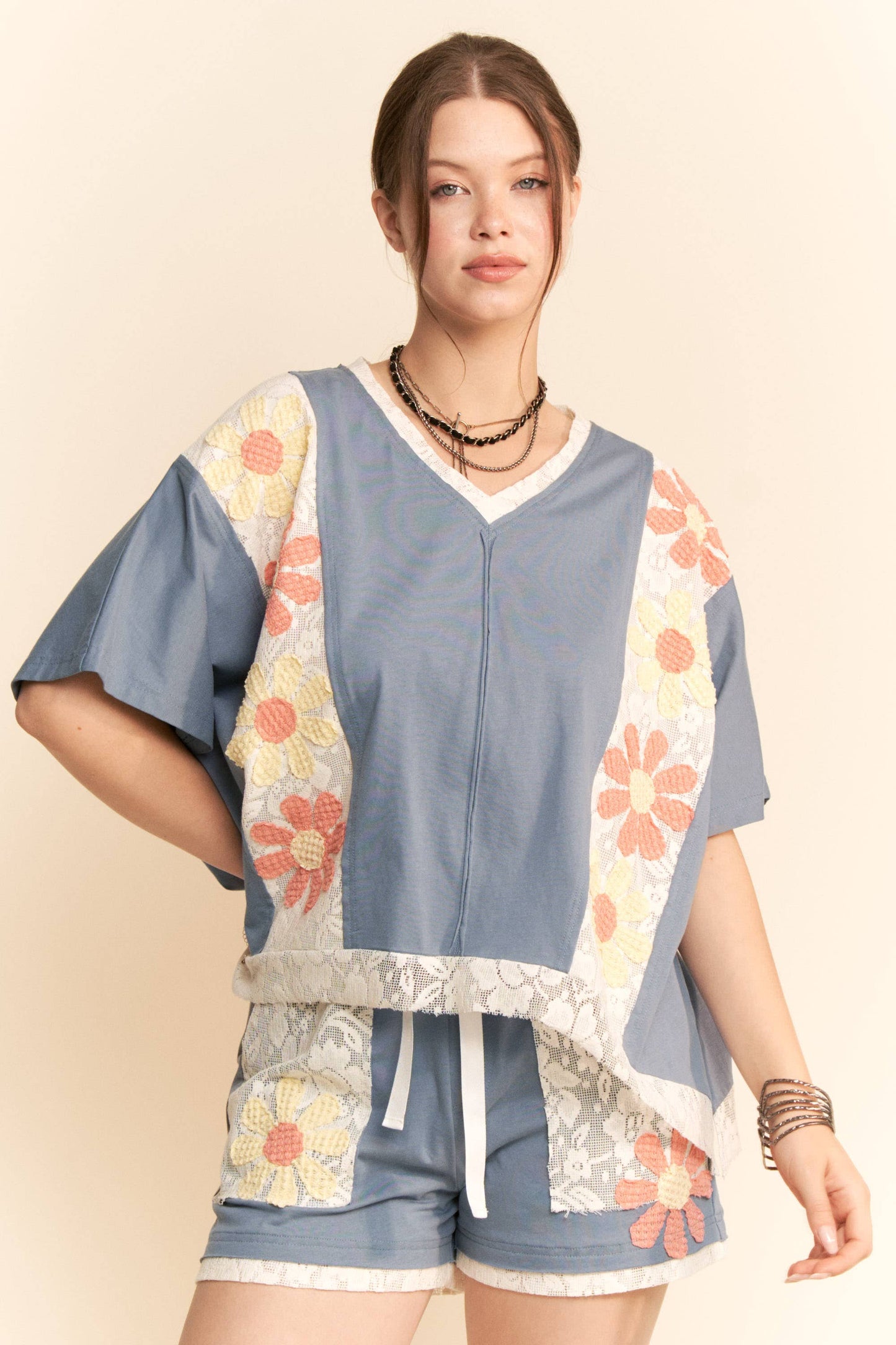 FLORAL PATCHWORK TOP