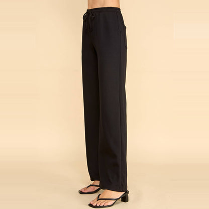 Wide Leg Drawstring Lounge Pants with Pockets