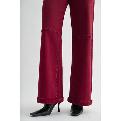 HIGH-RISE WIDE CUFFED JEANS
