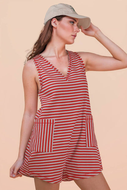 Striped Knit Casual Romper