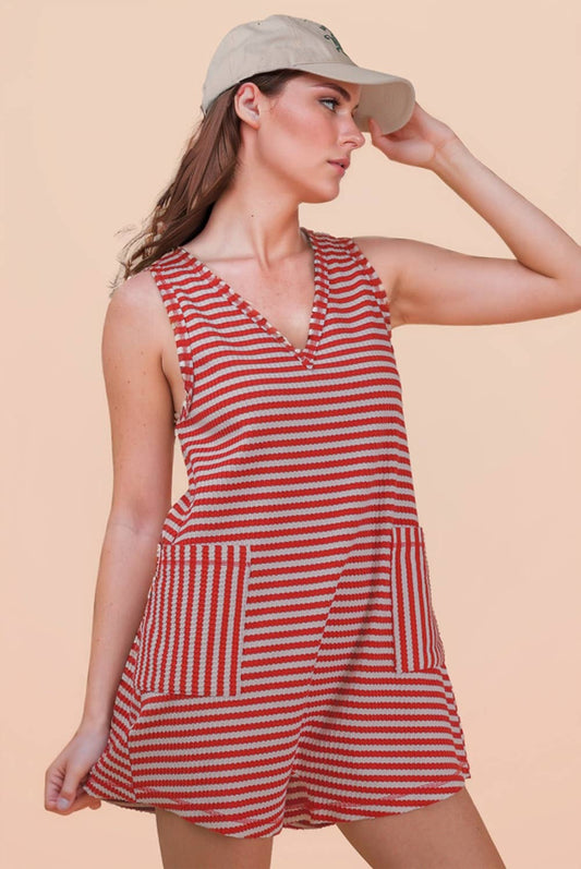 Striped Knit Casual Romper