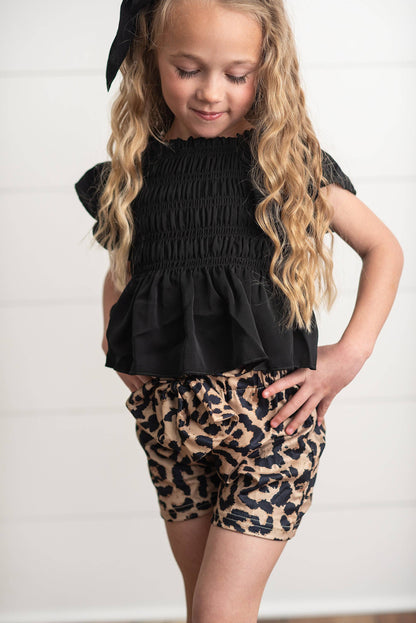Girls Black & Leopard Set